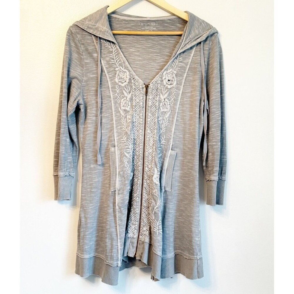 Karyn Seo Greta Cardigan Size M Long Sleeve Embroidered Handcrafted Bohemian